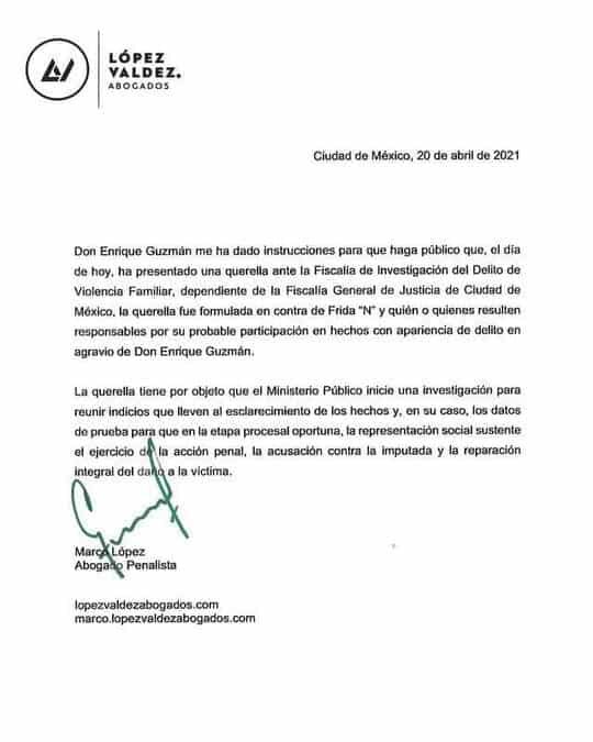 Enrique Guzmán formaliza demanda contra Frida Sofía tras acusarlo de abuso sexual